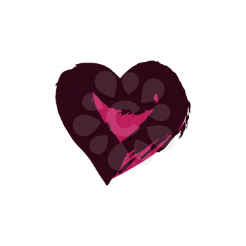 Heart, love icon. Sticker, pin. Hand drawing paint, brush drawing Isolated Grunge style icon