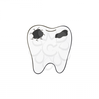 Medical icon. Image is isolated on a white background. Vector illustration in hand draw style. Medical instrument. Sore tooth. Caries