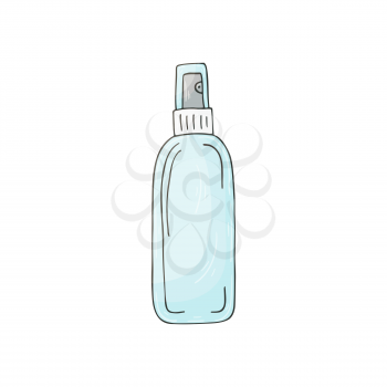 Medical icon. Vector illustration in hand draw style. Image isolated on white background. Medical instrument. Antiseptic, sanitizer spray
