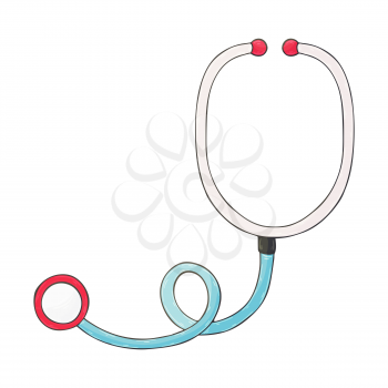 Medical icon. Vector illustration in hand draw style. Image isolated on white background. Medical instrument. Stethoscope