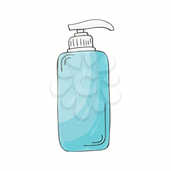 Medical icon. Vector illustration in hand draw style. Isolated. Medical instrument. Liquid soap, Antiseptic, sanitizer