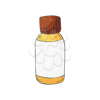 Medical icon. Vector illustration in hand draw style. Isolated on white background. Medical instrument. Jar of medicine