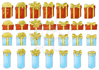 Set of gifts in hand draw style. Collection of cute vector illustrations for your design