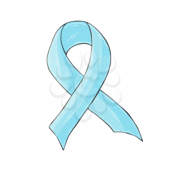 Vector icon in hand draw style. Image isolated on white background. Blue ribbon. Against violence against children