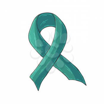 Vector icon in hand draw style. Image isolated on white background. Jade ribbon. Hepatitis B problem