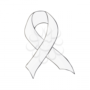Vector icon in hand draw style. Image isolated on white background. White ribbon. Gay teen suicide problem