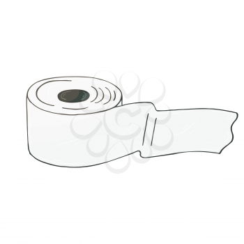 Vector icon in hand draw style. Isolated on white background. Bathroom and its components. Hygiene products. Toilet paper
