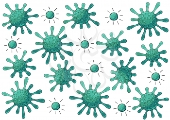 Vector of viruses on white background. Bacteria, germs microorganis, virus cell. Coronavirus. Icons set
