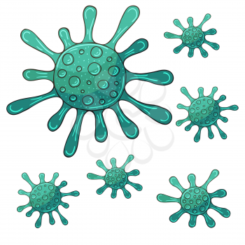 Bacteria, germs microorganis, virus cell. Icons set Outbreak coronavirus