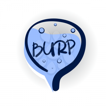 burp, stomach, gas lettering, cartoon exclusive font label tag expression, sounds illustration with shadow. Vector bubble icon speech phrase. Comics book balloon. Comic text sound effects.