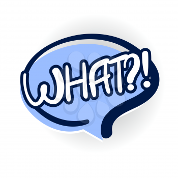 Comic text sound effects. Vector bubble icon speech phrase. Comics book balloon. what, ask, question lettering, cartoon exclusive font label tag expression, sounds illustration with shadow.
