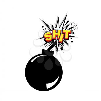Comic text sound effects. Bubble icon speech phrase. Agressive lettering comic text shit. Cartoon exclusive font label tag expression. Sounds vector illustration. Comics book balloon.