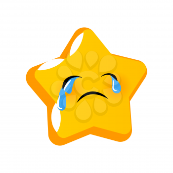 Emotional cry faces star smiles blue tear. Vector illustration smile icon. Face emoji yellow icon. Smile cute funny emotion face isolated background. Feelings, expression for message, sms.