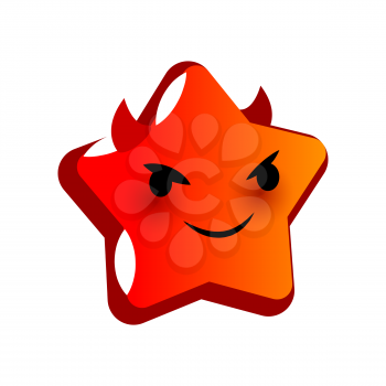Emotional faces star anger tricky devil smiles. Vector illustration smile icon. Face emoji red icon. Smile cute funny emotion face isolated background. Feelings, expression for message, sms.