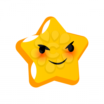 Emotional tricky faces star smiles. Vector illustration smile icon. Face emoji yellow icon. Smile cute funny emotion face isolated background. Feelings, expression for message, sms.