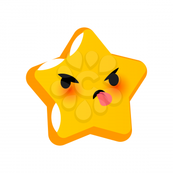 Emotional faces dare tongue star smiles. Vector illustration smile icon. Face emoji yellow icon. Smile cute funny emotion face isolated background. Feelings, expression for message, sms.