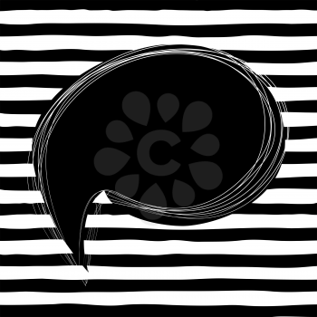 Fashion empty comic text cloud speech bubble on line striped background. Vector illustration. Cartoon blank backdrop 80s-90s comic style balloon.