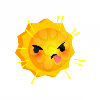 Vector illustration show tongue sunny smile icon. Face emoji yellow icon. Smile cute funny emotion face on isolated background. Happy feelings, expression for message, sms.
