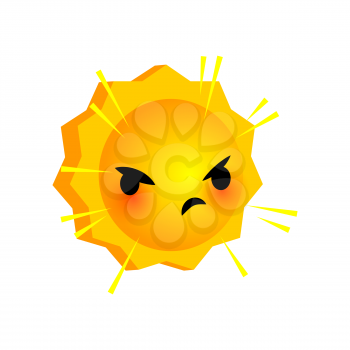 Vector illustration aggressive sunny smile icon. Face emoji yellow icon. Smile cute funny emotion face on isolated background. Happy feelings, expression for message, sms.