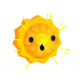 Vector illustration surprise sunny smile icon. Face emoji yellow icon. Smile cute funny emotion face on isolated background. Happy feelings, expression for message, sms.