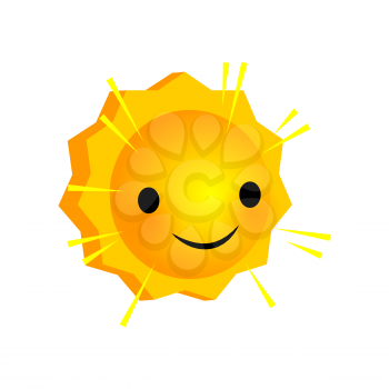 Vector illustration sunny smile icon. Face emoji yellow icon. Smile cute funny emotion face on isolated background. Happy feelings, expression for message, sms.