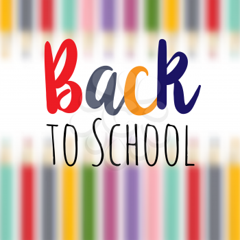 background image for students welcome back to the school. School supplies multicolored pencil, rubber, ruler. The effect of depth and parallax.  Positive impression