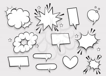 Speech bubble for comic text isolated background. Empty white outline. Dialog empty cloud, cartoon box. Speech bubble tag.