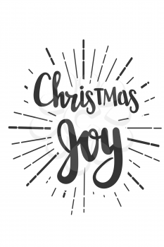 Christmas Joy wishes for new year holiday. Retro card Merry Christmas text lettering. Happy new year poster calligraphy on white background. Vector joy banner