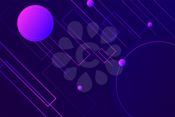 Hipster landing page design. 3d in dark violet neon colors wallpaper. Line ball primitive figure diagonal liquid design. Music illusion violet abstract fractal. Plastic isometric geometry