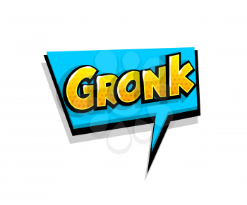 Lettering gronk, grr. Comic text logo sound effects. Vector bubble icon speech phrase, cartoon font label, sounds illustration. Comics book funny text.