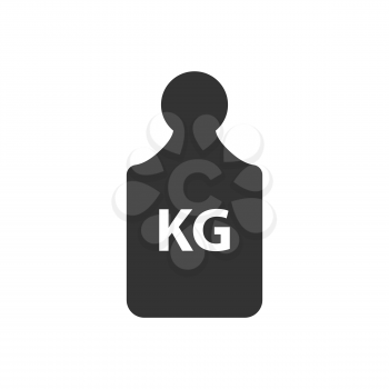 Kg weight mass black simple flat icon. Old barbell press in flat design. Black silhouette isolated on white background. Weight pictogram. Metric system of units