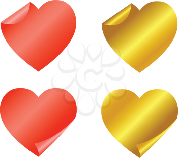 Set of red and gold stickers  for valentine's day