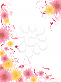 floral background  with flowers, leaves, ornament and birds