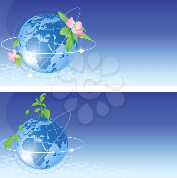 vector backgrounds with blue blooming globe