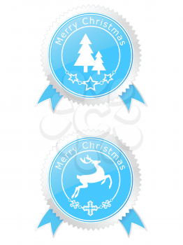 vector glossy blue Christmas labels