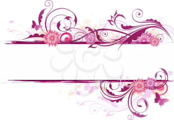 Floral background with ornament and pink flowers