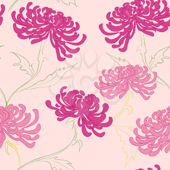 hand drawing vector seamless pattern with flowers 