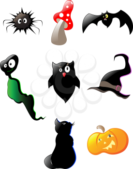 set of black glossy  halloween icons