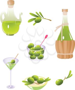 green olives and olive oil 