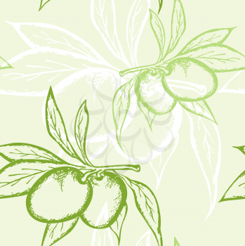 vector floral seamless pattern with green olive 
