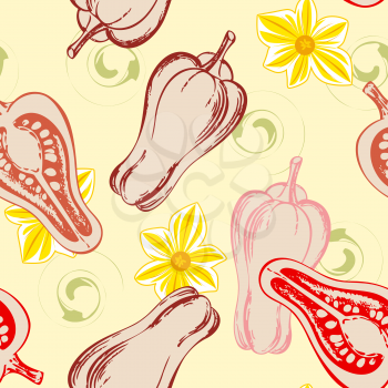 vector seamless pattern with red hot pepper