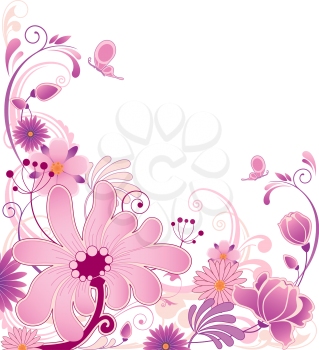 violet floral background  with ornament and flowers 