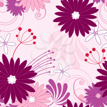 vector floral seamless pattern with violet flowers