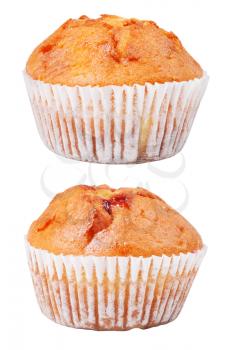 Two muffins isolated on a white background