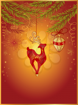 vector background with decorations and Christmas tree