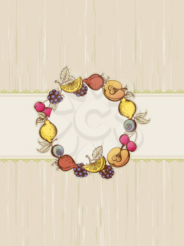 vector vintage frame with berries and fruits