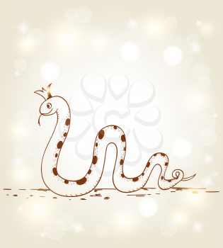 New year vector hand drawn background with snake