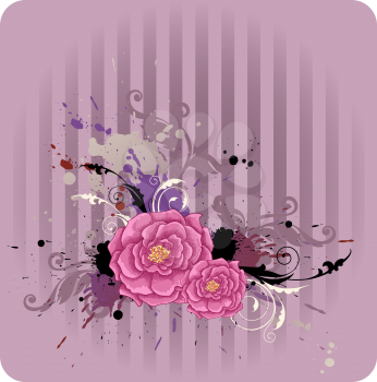 Abstract  vector floral  background with pink rose