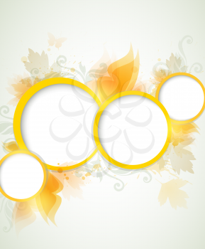 Abstract vector shining background with yellow leaves