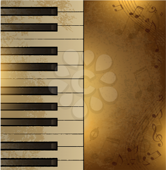 Vector vintage background with piano and notes
